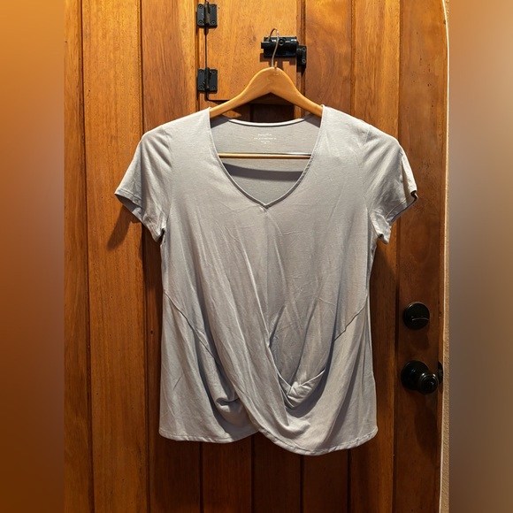 Pure Jill Tops - Pure Jill fit by J Jill Women’s V-Neck Twist Front Top - Light Gray